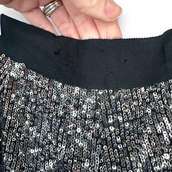 NBD x Revolve NWT Saturday Love Silver Sequin Ultra High Waist Holiday Pants - Picture 10 of 10